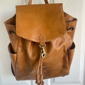 JOYN Fair Trade Tan Leather Backpack